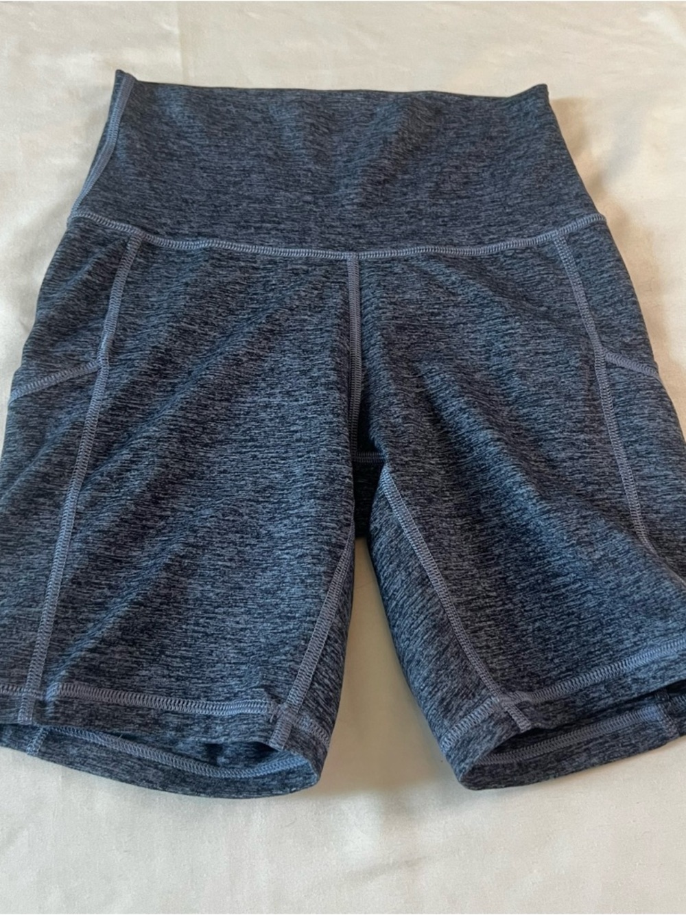 Offline by Aerie Hugger Bike Shorts Heather Blue Gray High Rise SP Pockets